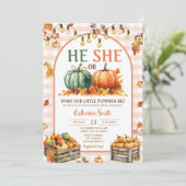 Invitation Boho He ou She Citrouille Genre Reveillez Automne (Debout devant)