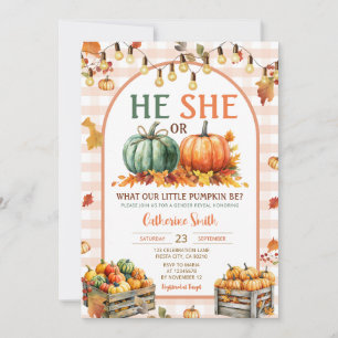 Invitation Boho He ou She Citrouille Genre Reveillez Automne 