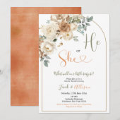 Invitation Boho He ou She Rustic Automne Floral Genre Reveill (Devant / Derrière)
