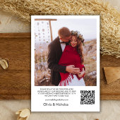 Invitation Boho Heart Script Photo Overlay QR Code Mariage
