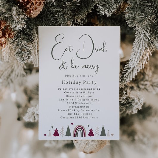 Invitation Boho Hearts Mange Boisson et Be Joyeux Fête de Vac