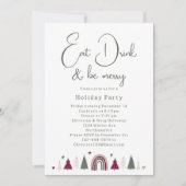 Invitation Boho Hearts Mange Boisson et Be Joyeux Fête de Vac (Devant)