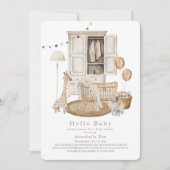 Invitation Boho Hello Baby Nursery garde-robe Baby shower de (Devant)