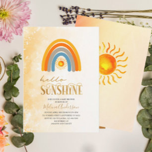 Invitation Boho Hello Sunshine watercolor baby shower