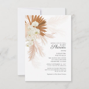 Invitation Boho Herbe de la Pampa Terre Cuite Baby Shower