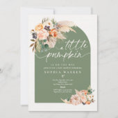 Invitation Boho Herbe de Pampas Citrouille Baby Shower Vert S (Devant)
