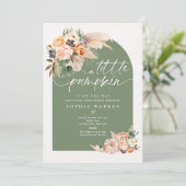 Invitation Boho Herbe de Pampas Citrouille Baby Shower Vert S (Debout devant)