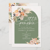 Invitation Boho Herbe de Pampas Citrouille Baby Shower Vert S (Devant / Derrière)