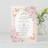 Invitation Boho Herbe de Pampas Roses Roses Fleur Quinceañera (Debout devant)