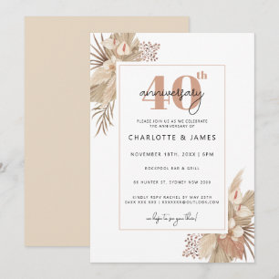 Invitation Boho Herbe des Pampas 40e anniversaire de mariage