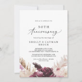 Invitation Boho Herbe des Pampas 50e Anniversaire de Mariage (Devant)