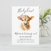 Invitation Boho Highland Cow Anniversaire de enfant Party (Debout devant)