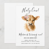 Invitation Boho Highland Cow Anniversaire de enfant Party (Devant / Derrière)