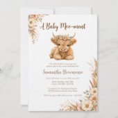 Invitation Boho Highland Cow Gingham Floral Anniversaire (Devant)