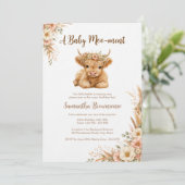 Invitation Boho Highland Cow Gingham Floral Anniversaire (Debout devant)