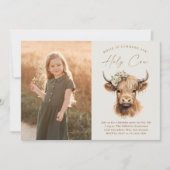 Invitation Boho Highland Cow Kids Photo Anniversaire (Devant)
