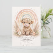 Invitation Boho Highland Cow Neutral Rainbow Baby Shower (Debout devant)