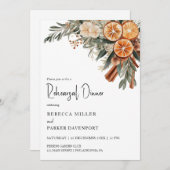 Invitation Boho hiver agrumes sec orange de répétition dîner (Devant / Derrière)