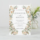 Invitation Boho hiver Noël or Floral Mariage de couronne (Debout devant)