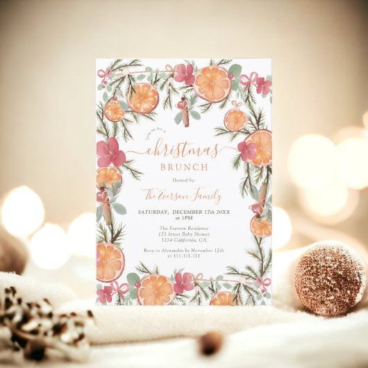 Invitation Boho Hiver Séché Agrumes Floral noël brunch