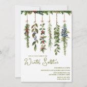 Invitation Boho Hiver Solstice Herbe Verdure Yule Garland (Devant)
