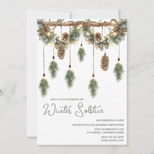 Invitation Boho Hiver Solstice Pine Verdure Garland (Devant)