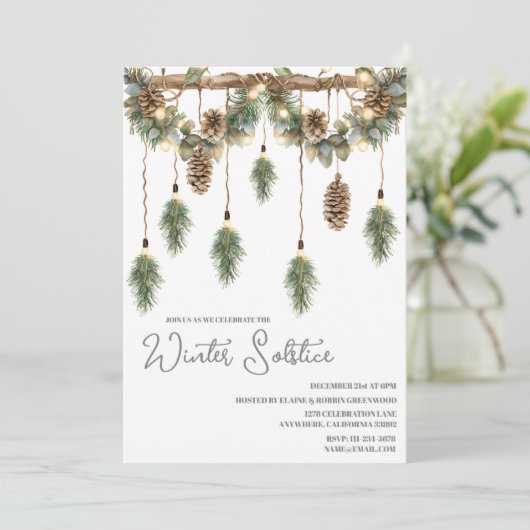 Invitation Boho Hiver Solstice Pine Verdure Garland (Debout devant)