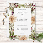 Invitation Boho Hiver Végétation Boughs Blanc
