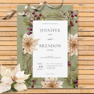 Invitation Boho Hiver Végétation Boughs Vert Sage