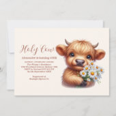 Invitation Boho Holy Cow Highland Cow 1er anniversaire (Devant)