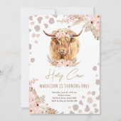 Invitation Boho Holy Cow Highland Pampas 1er Anniversaire (Devant)
