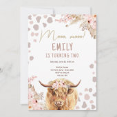 Invitation Boho Holy Cow Highland Pampas Farm Girl Anniversai (Devant)