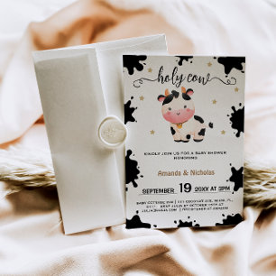 Invitation Boho Holy Cow & Stars Baby Boy Douche