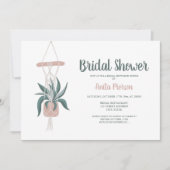 Invitation Boho house plante douche-nage fleurie rose-vert (Devant)