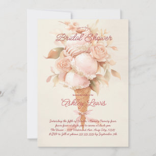 Invitation Boho Ice crème cône parties scintillant fleurie cô