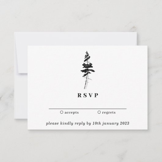 Invitation Boho Indie Russe Forest Pine Tree RSVP (Devant)