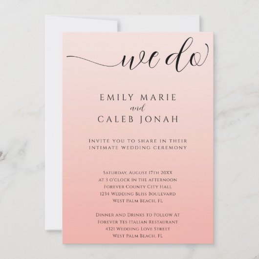 Invitation Boho Intimate Mariage Micro Ceremony Courthouse (Devant)