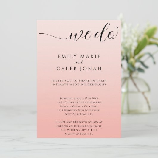 Invitation Boho Intimate Mariage Micro Ceremony Courthouse (Debout devant)