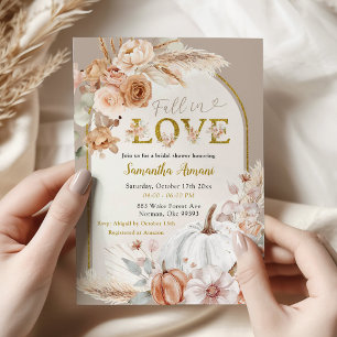Invitation Boho ivoire beige Citrouille Chute en Amour Douche