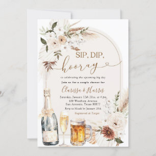 Invitation Boho ivoire Boho Sip Dip Hooray Couple Douche