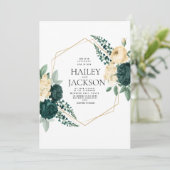 Invitation Boho ivoire vert foncé aquarelle mariage floral (Debout devant)