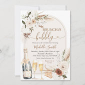 Invitation Boho Ivory Beige Floral Vin Fête des mariées (Devant)