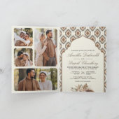 Invitation Boho Ivory Beige Ikat Photo Collage Mariage indien (Intérieur)