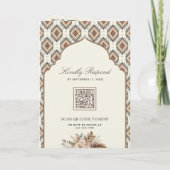 Invitation Boho Ivory Beige Ikat Photo Collage Mariage indien (Dos)