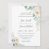 Invitation Boho Ivory Peony Rose Floral Greenery Mariage (Devant)