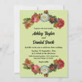 Invitation Boho Jardin Botanique Roses Élégant Mariage Floral (Devant)