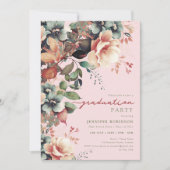 Invitation Boho Jardin d'été Floral Graduation Blush (Devant)