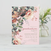 Invitation Boho Jardin d'été Floral Graduation Blush (Debout devant)