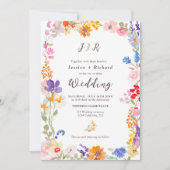 Invitation Boho jardin été floral photo initiales mariage (Devant)