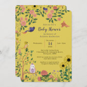 Invitation Boho Jaune Baby shower de Tea Party (Devant / Derrière)